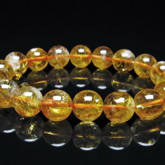 シトリン ブレスレット 虹入り 11mm シトリンクォーツ ブレスメール便可 一点物 111-50475