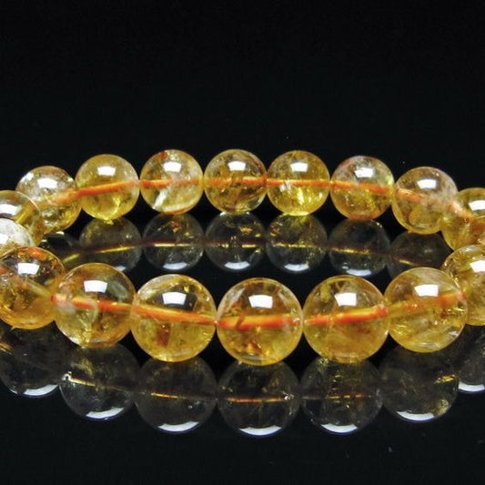 シトリン ブレスレット 虹入り 11mm シトリンクォーツ ブレスメール便可 一点物 111-50476