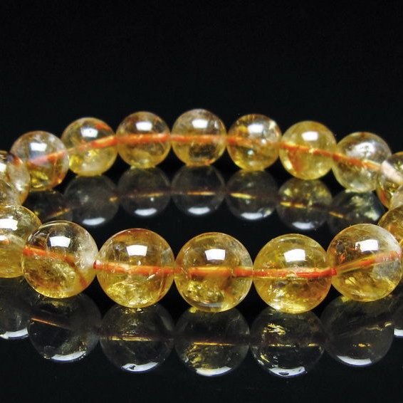 シトリン ブレスレット 虹入り 11mm シトリンクォーツ ブレスメール便可 一点物 111-50477