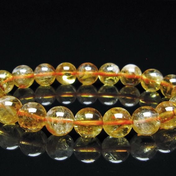シトリン ブレスレット 虹入り 10mm シトリンクォーツ ブレスメール便可 一点物 111-50480