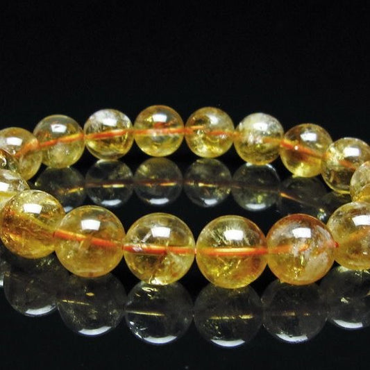 シトリン ブレスレット 虹入り 12mm シトリンクォーツ ブレスメール便可 一点物 111-50481