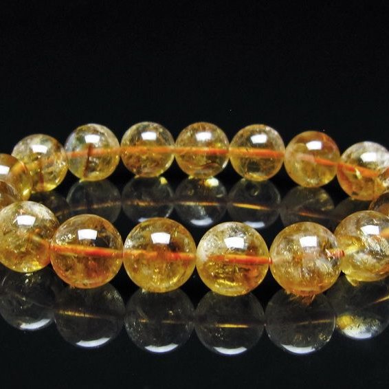 シトリン ブレスレット 虹入り 13mm シトリンクォーツ ブレスメール便可 一点物 111-50483