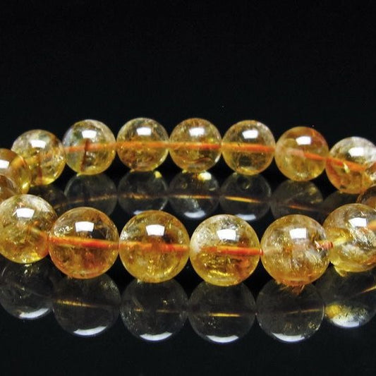 シトリン ブレスレット 虹入り 13mm シトリンクォーツ ブレスメール便可 一点物 111-50483