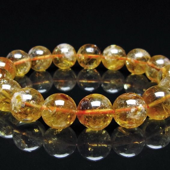 シトリン ブレスレット 虹入り 12mm シトリンクォーツ ブレスメール便可 一点物 111-50484