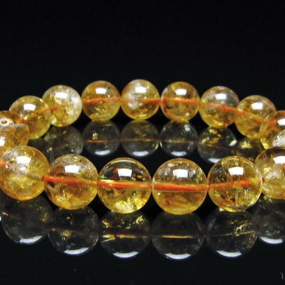 シトリン ブレスレット 虹入り 12mm シトリンクォーツ ブレスメール便可 一点物 111-50485