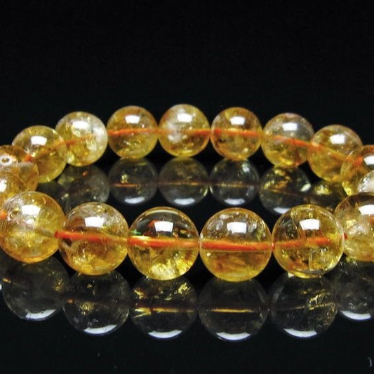 シトリン ブレスレット 虹入り 12mm シトリンクォーツ ブレスメール便可 一点物 111-50485