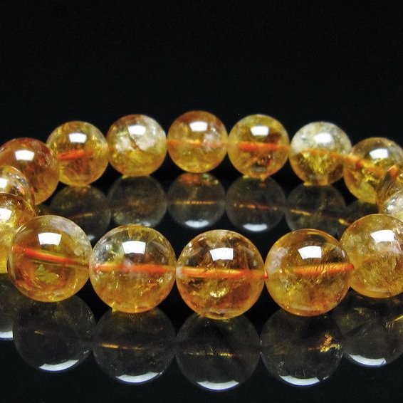 シトリン ブレスレット 虹入り 13mm シトリンクォーツ ブレスメール便可 一点物 111-50486