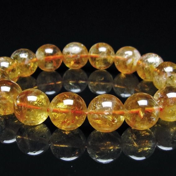 シトリン ブレスレット 虹入り 13mm シトリンクォーツ ブレスメール便可 一点物 111-50487