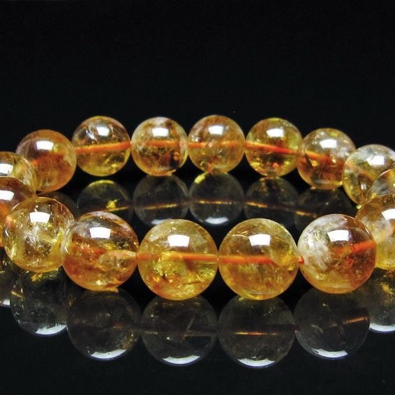 シトリン ブレスレット 虹入り 13mm シトリンクォーツ ブレスメール便可 一点物 111-50488