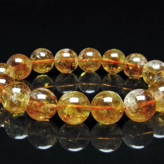 シトリン ブレスレット 虹入り 13mm シトリンクォーツ ブレスメール便可 一点物 111-50488