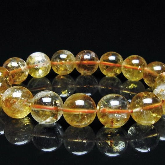 シトリン ブレスレット 虹入り 13mm シトリンクォーツ ブレスメール便可 一点物 111-50489
