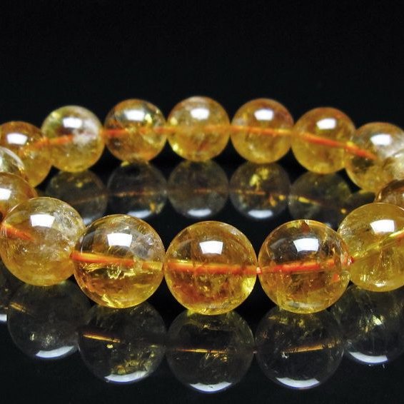 シトリン ブレスレット 虹入り 14mm シトリンクォーツ ブレスメール便可 一点物 111-50490