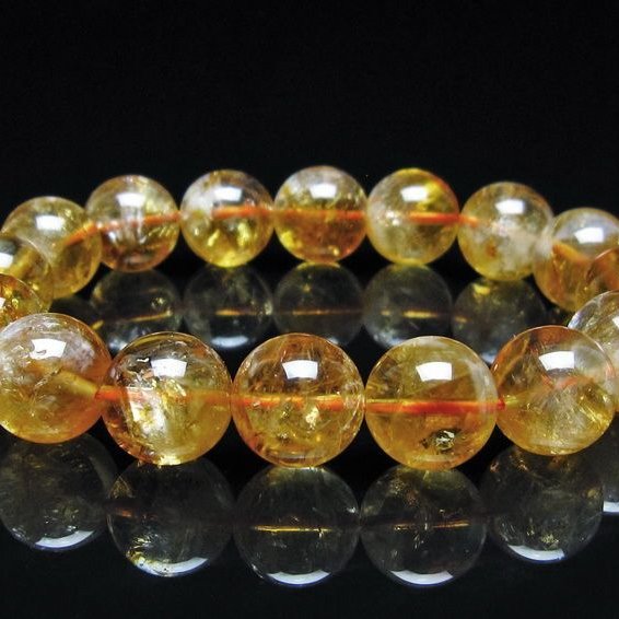 シトリン ブレスレット 虹入り 13mm シトリンクォーツ ブレスメール便可 一点物 111-50491