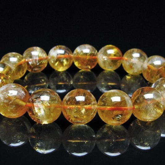 シトリン ブレスレット 虹入り 13mm シトリンクォーツ ブレスメール便可 一点物 111-50491