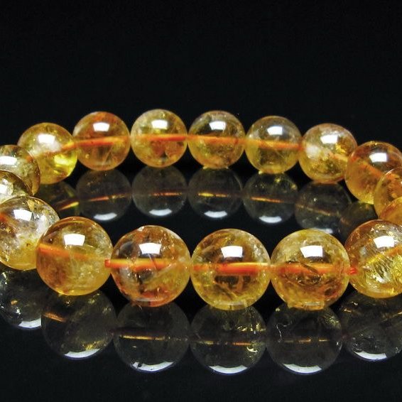シトリン ブレスレット 虹入り 12mm シトリンクォーツ ブレスメール便可 一点物 111-50492