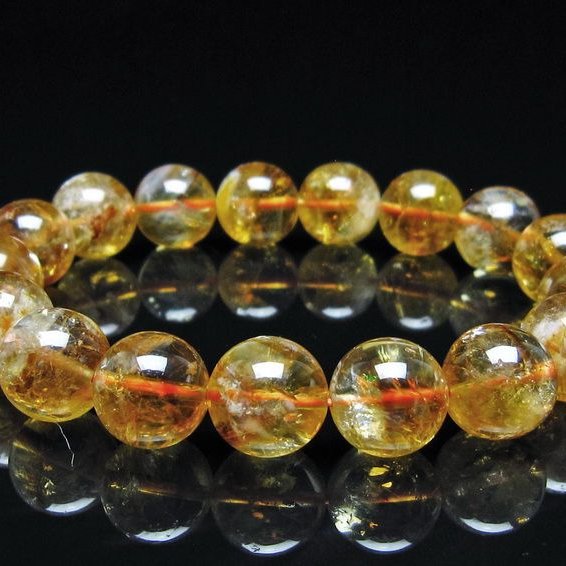 シトリン ブレスレット 虹入り 12mm シトリンクォーツ ブレスメール便可 一点物 111-50493