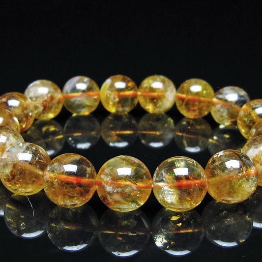 シトリン ブレスレット 虹入り 12mm シトリンクォーツ ブレスメール便可 一点物 111-50493
