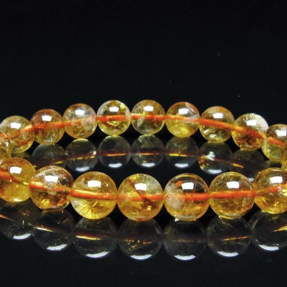 シトリン ブレスレット 虹入り 9mm シトリンクォーツ ブレスメール便可 一点物 111-50494