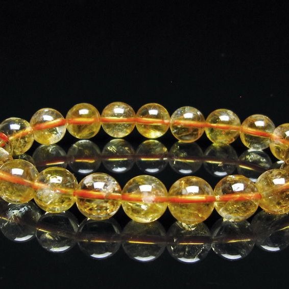 シトリン ブレスレット 虹入り 9mm シトリンクォーツ ブレスメール便可 一点物 111-50497