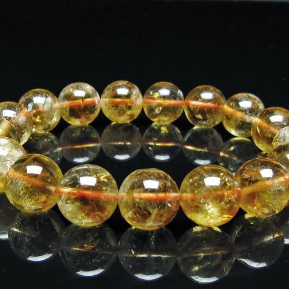 シトリン ブレスレット 虹入り 12mm シトリンクォーツ ブレスメール便可 一点物 111-50501