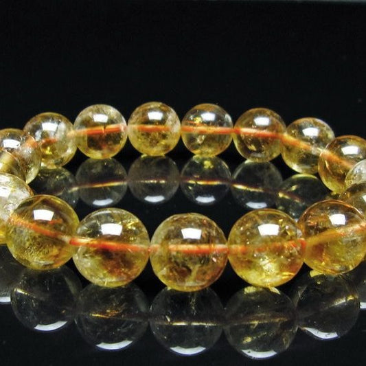 シトリン ブレスレット 虹入り 12mm シトリンクォーツ ブレスメール便可 一点物 111-50501