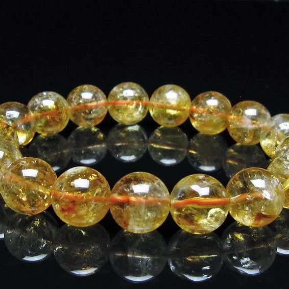 シトリン ブレスレット 虹入り 13mm シトリンクォーツ ブレス  一点物 111-50502
