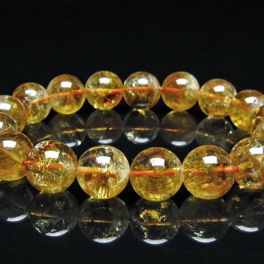 シトリン ブレスレット 虹入り 13mm シトリンクォーツ ブレス  一点物 111-50503