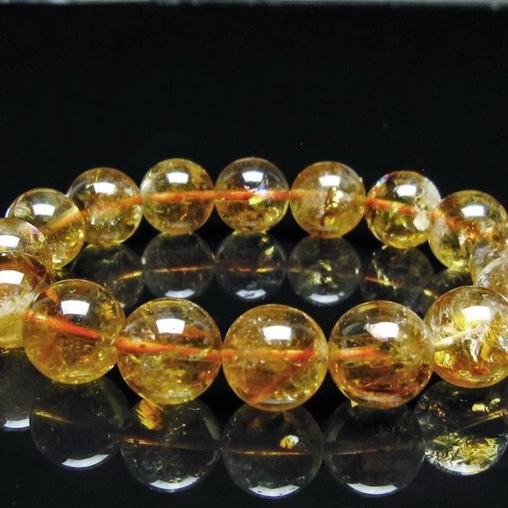 シトリン ブレスレット 虹入り 13mm シトリンクォーツ ブレスメール便可 一点物 111-50504