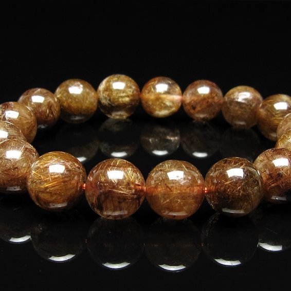 ルチルクォーツ ブレスレット 12mm ブロンズルチル ブレス  一点物 111-50713