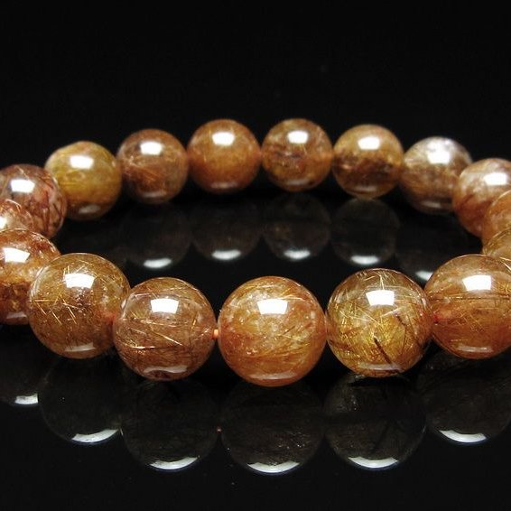 ルチルクォーツ ブレスレット 13mm ブロンズルチル ブレス  一点物 111-50714