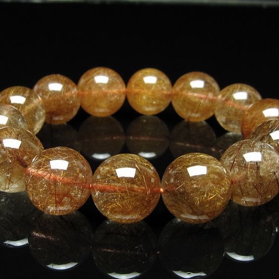 ルチルクォーツ ブレスレット 16mm ブロンズルチル ブレス  一点物 111-50716