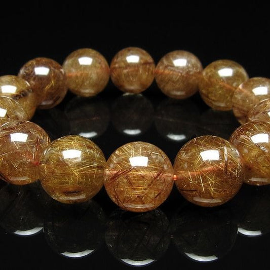 ルチルクォーツ ブレスレット 16mm ブロンズルチル ブレス  一点物 111-50717