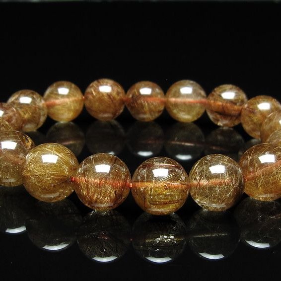 ルチルクォーツ ブレスレット 13mm ブロンズルチル ブレス  一点物 111-50718