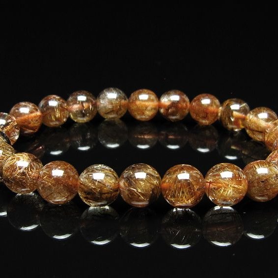 ルチルクォーツ ブレスレット 9mm ブロンズルチル ブレス  一点物 111-50741