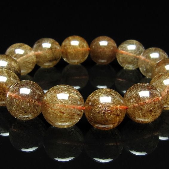 ルチルクォーツ ブレスレット 17mm ブロンズルチル ブレス  一点物 111-50744