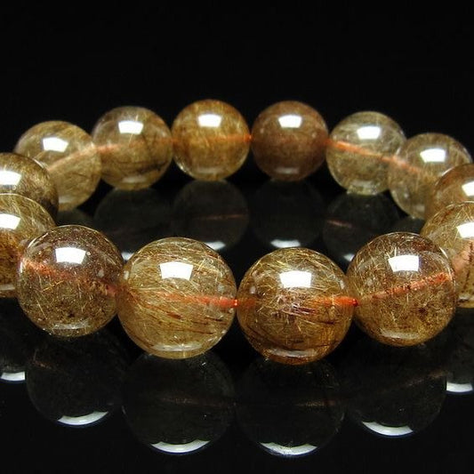 ルチルクォーツ ブレスレット 17mm ブロンズルチル ブレス  一点物 111-50744