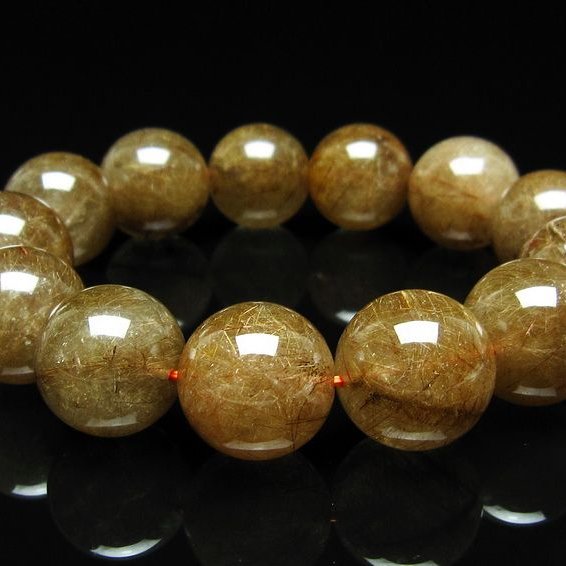 ルチルクォーツ ブレスレット 18mm ブロンズルチル ブレス  一点物 111-50746