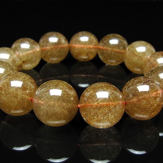 ルチルクォーツ ブレスレット 19mm ブロンズルチル ブレス  一点物 111-50747