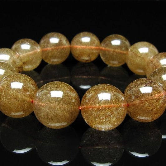 ルチルクォーツ ブレスレット 19mm ブロンズルチル ブレス  一点物 111-50747