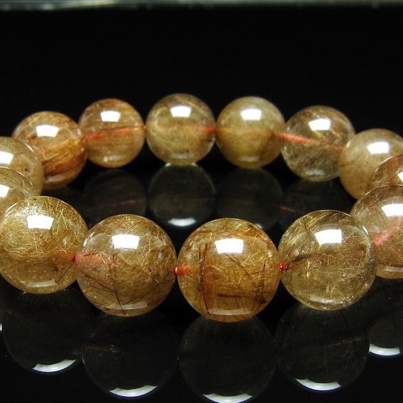 ルチルクォーツ ブレスレット 18mm ブロンズルチル ブレス  一点物 111-50748