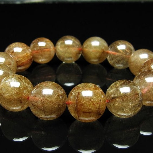 ルチルクォーツ ブレスレット 18mm ブロンズルチル ブレス  一点物 111-50748