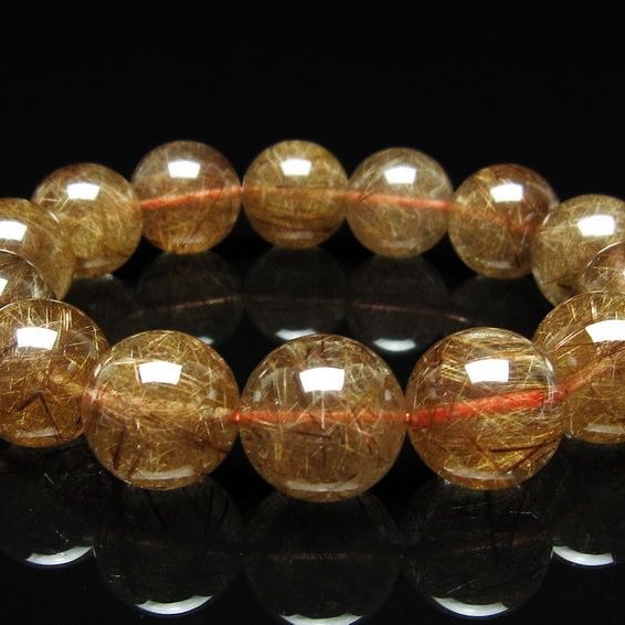 ルチルクォーツ ブレスレット 16mm ブロンズルチル ブレス  一点物 111-50749