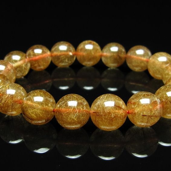 ルチルクォーツ ブレスレット 12mm ブロンズルチル ブレス  一点物 111-50754