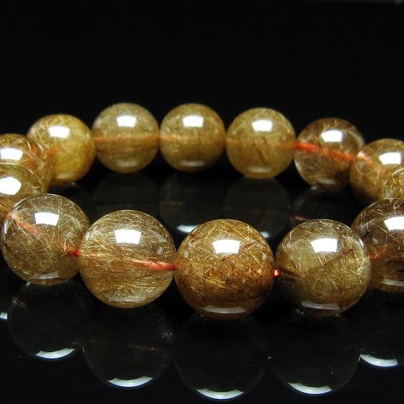 ルチルクォーツ ブレスレット 16mm ブロンズルチル ブレス  一点物 111-50767