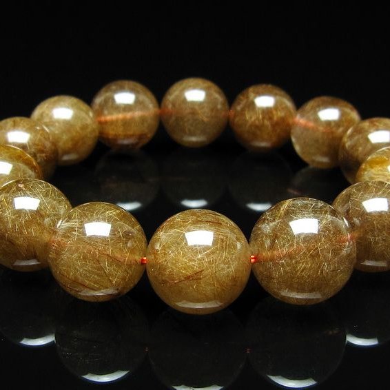 ルチルクォーツ ブレスレット 16mm ブロンズルチル ブレス  一点物 111-50769