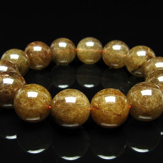ルチルクォーツ ブレスレット 17mm ブロンズルチル ブレス  一点物 111-50770