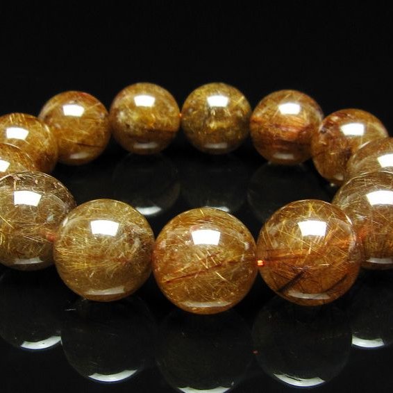 ルチルクォーツ ブレスレット 18mm ブロンズルチル ブレス  一点物 111-50772