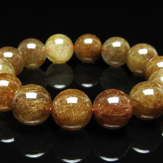 ルチルクォーツ ブレスレット 16mm ブロンズルチル ブレス  一点物 111-50773