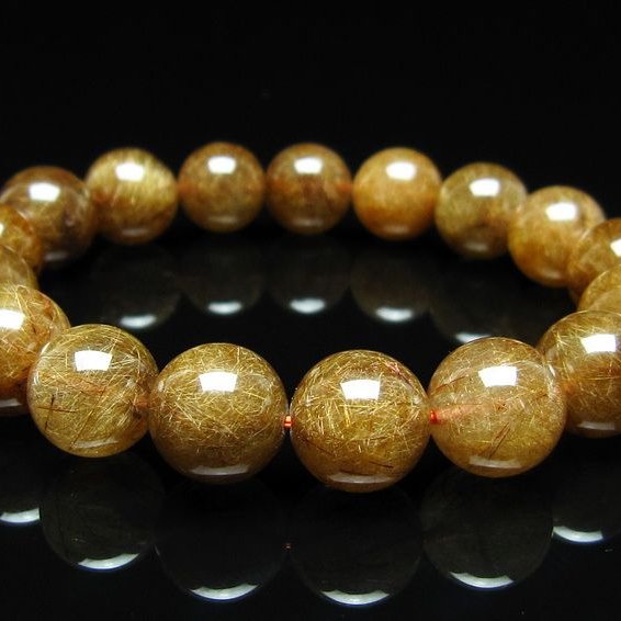 ルチルクォーツ ブレスレット 12mm ブロンズルチル ブレス  一点物 111-50776