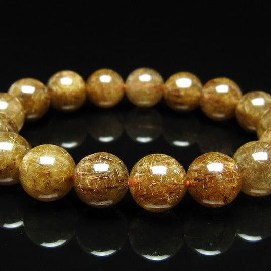 ルチルクォーツ ブレスレット 12mm ブロンズルチル ブレス  一点物 111-50781